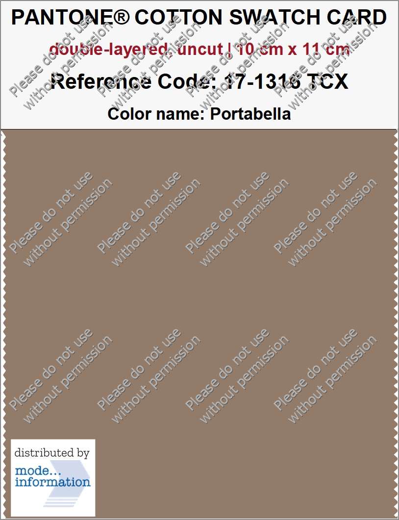 PANTONE COTTON SWATCH CARD 17-1316 TCX Portabella (double-layered, uncut | 10 cm x 11 cm)